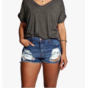 Boohoo+ Ripped Denim Shorts
